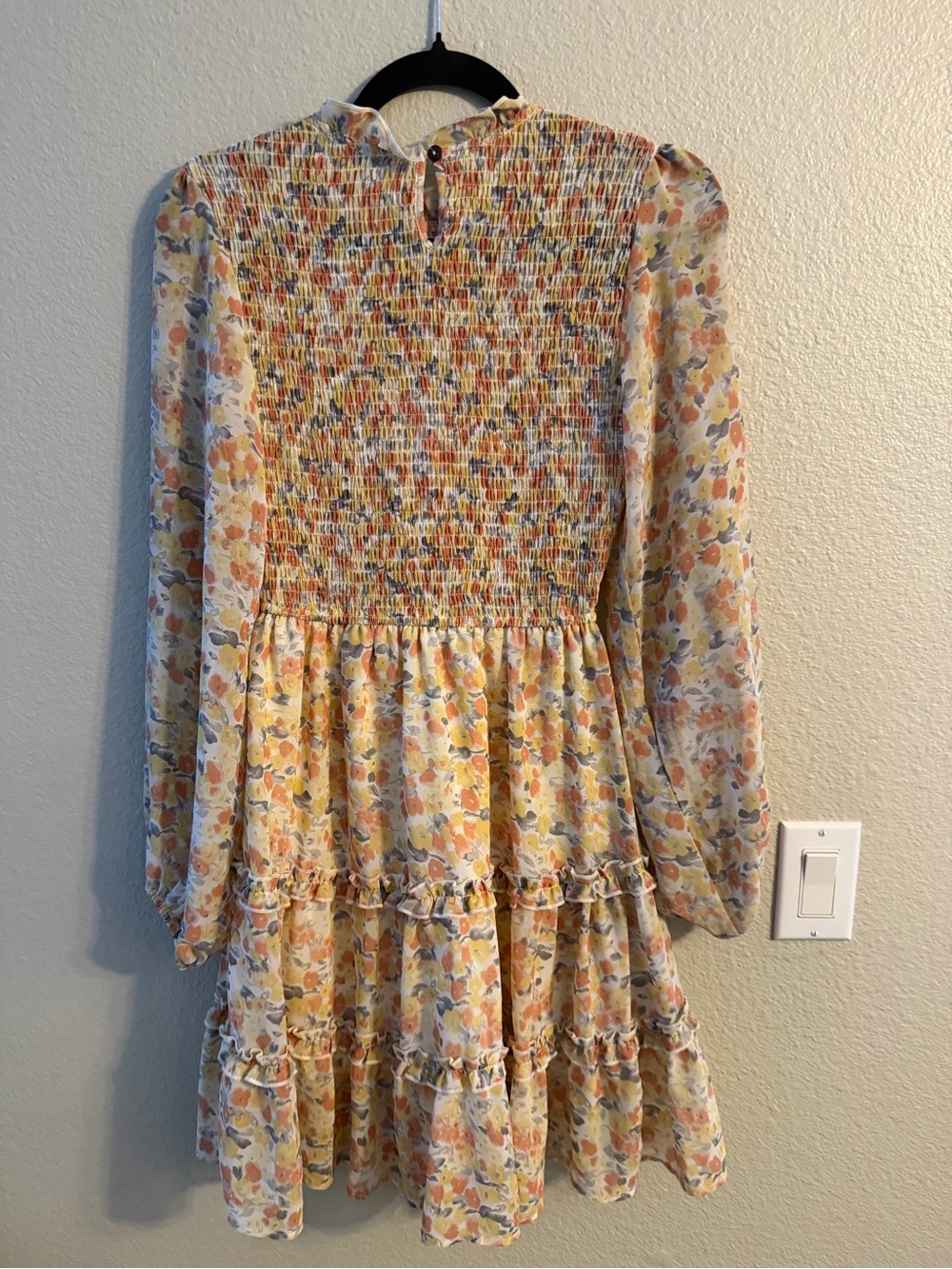 NWT Petal & Pup Rachel Dress -Floral Smocked Tiered Dress - Peach Floral Size 0 - Picture 7 of 12